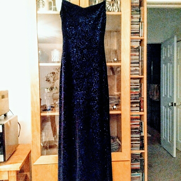 Morgan & Co. Dresses & Skirts - Black/Blue Shimmery Party Dress, Long w/slit